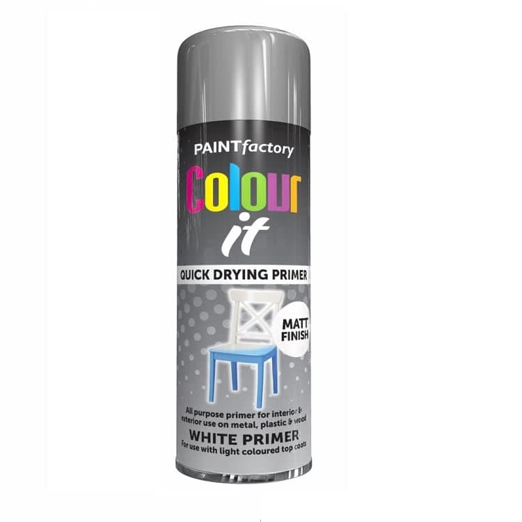 White Primer All Purpose Aerosol Spray Paint 250ml Quick Drying Spray, Fast Dry and Excellent Coverage for Metal, Wood, Plastic and More by Diva Gift