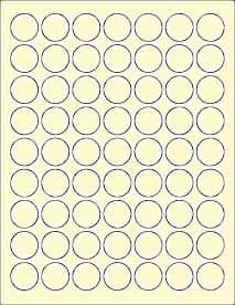 (6 SHEETS) 378 1" Blank Round Circle YELLOW Stickers for Inkjet & Laser Printers. Size: 8-1/2"x11" Standard Sheets
