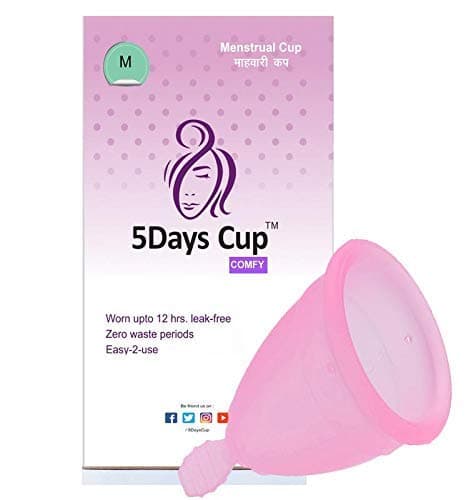 5DAYSCUP Women's Silicone Comfy Menstrual Cup (Pink, Medium)