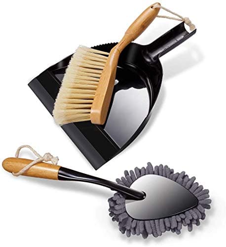 Masthome Dust Pan and Brush Set, Small Broom and Dustpan Set with Chenille Duster, Handheld Dustpan and Brush Set for Home, Desktop, Sofa, Kitchen Cleaning