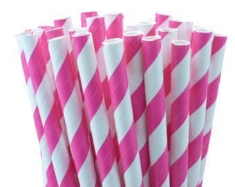 Paper Party Straws | 50 Ct (Hot Pink)