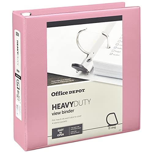 Office DepotHeavy-Duty View 3-Ring Binder, 2" D-Rings, 49% Recycled, Light Pink