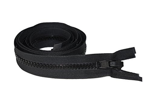 60" Vislon Zipper - YKK #10 Molded Extra-Heavy Separating - Plastic Pull - 580 Black (1 Zipper/Pack)