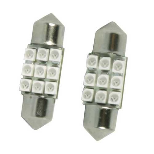 31mm dome LED blue bulbs 9 SMD ultra bright for cabin, map, car interior light, 12V 2pc