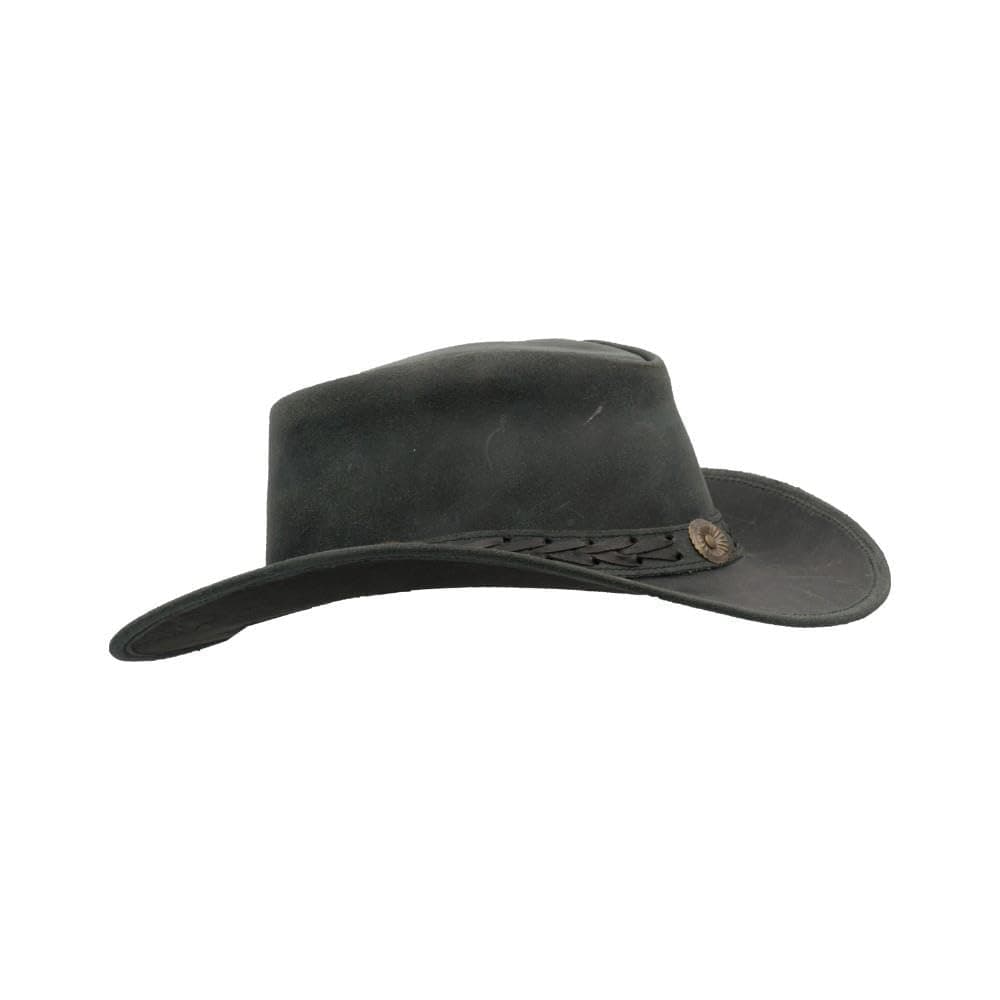WALKER AND HAWKES - Brown Premium Cowhide Leather Cowboy Hat with String Outback Antique Hat Outdoor Sun Protect Unisex