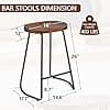 HeuGah Bar Stools Set of 4, Saddle Seat Bar Stools with Metal Legs, Rustic Backless Counter Height Stools, Industrial Counter Stools (Walnut, 26 Inch)