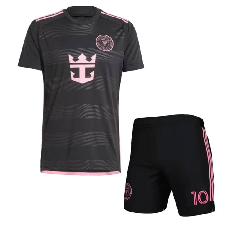 Messi 10 Inter Miami Black Jersey 2025 with Printed Shorts for (Kids,Boys & Men)