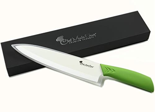 ON SALE Chef Made Easy Ceramic Chef's Knife 8 Inch - Cutlery Kitchen Chef Knife with Elegant Gift Box and Custom Sheath - (Green)