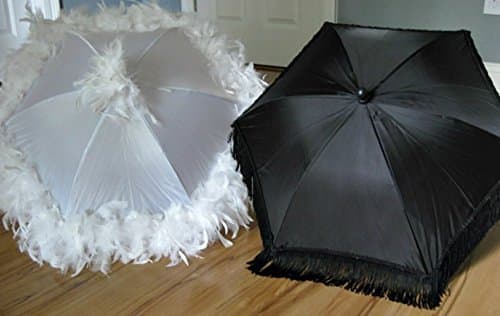 Gris Gris ArtNew Orleans Wedding Second Line Umbrellas with Feathers or Fringe Mr. and Mrs. Set of 2 MEDIUM 19" size wedding parasols