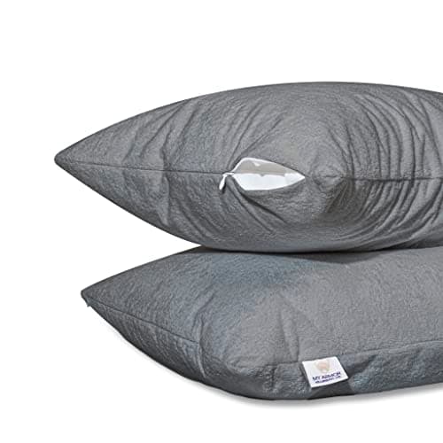 MY ARMOR Pillow Covers Set of 2 | Pillow Protector Waterproof & Dustproof Cotton Terry Pillow, 220+ GSM Standard Size Pillow Cover (20" x 30") – Grey
