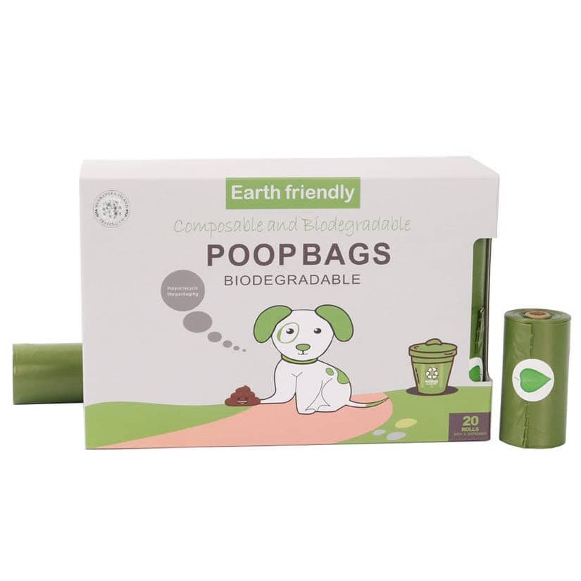 Hydrangea Island Trading Co300 Extra Thick, Leak-proof Dog Poop Bags | Biodegradable in 90 Days, 100% Compostable, Made with Corn Starch | 20 Rolls, 15 Bags per Roll | Bags Measure 9 x 13 Inches