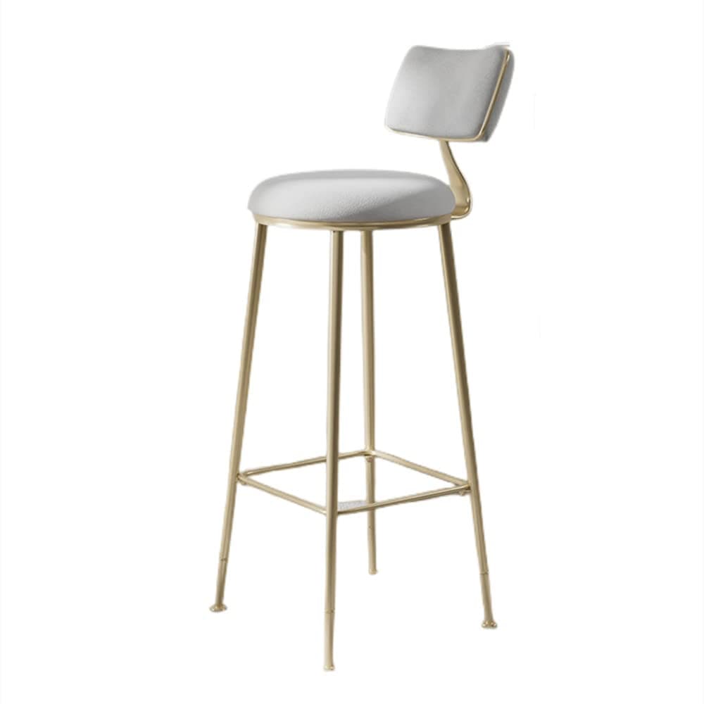 Decorative Stool Iron Art Bar Stools, Creative Metal Frame and Flannel Cushion Bar Stool Bar Chair High Stool Casual High Chair Modern Dining Chair Nordic Pub Accessories (White)