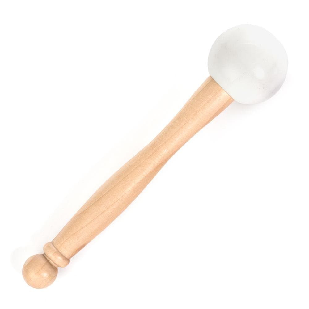 Rubber Ball Striker Mallet with Wooden Handle for Crystal Quartz or Tibetan Sound Healing Yoga Meditation Singing Bowls (White)