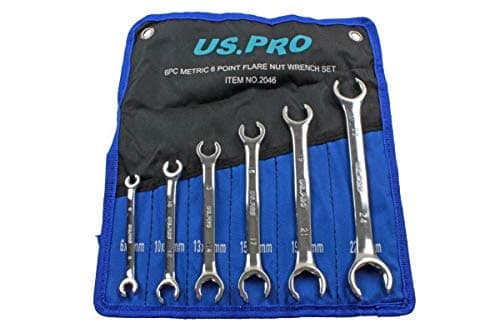 6 Piece Metric 6 Point Flare Nut Spanner Wrench Set 8-24mm 2046