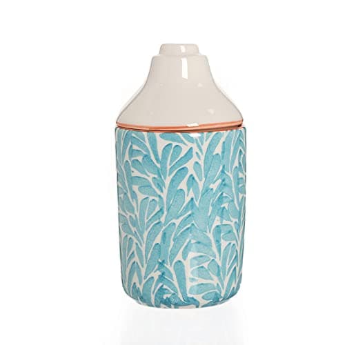 Homes R Us Irya Premium Ceramic Cotton Jar, Multicolour Height: 13.5 Cm Length: 7.5 Cm Width: 7.5 Cm Multicolor