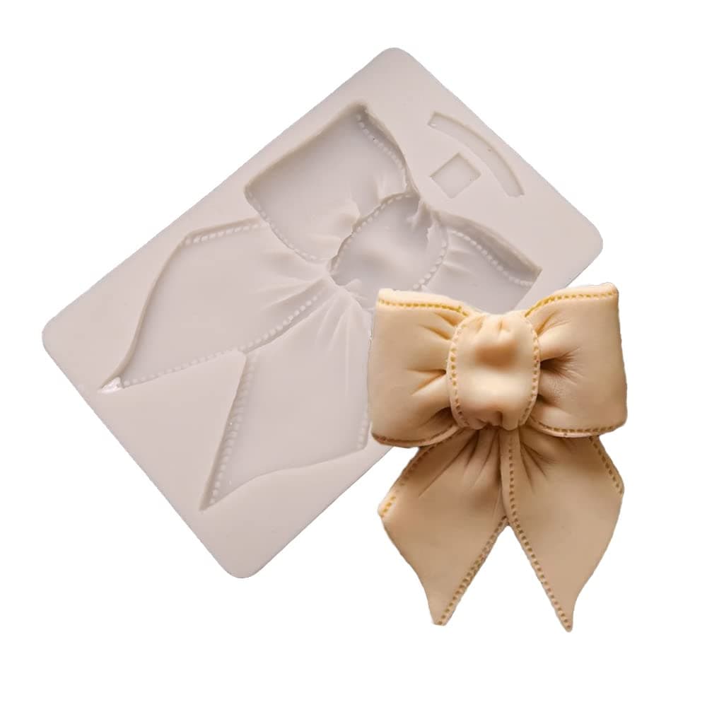 Playing MoldLarge Bow Shaped Silicone Mold for DIY Cake Fondant Biscuit Cookies Sugar Pudding Chocolate Hard Candies Dessert Decor (D)