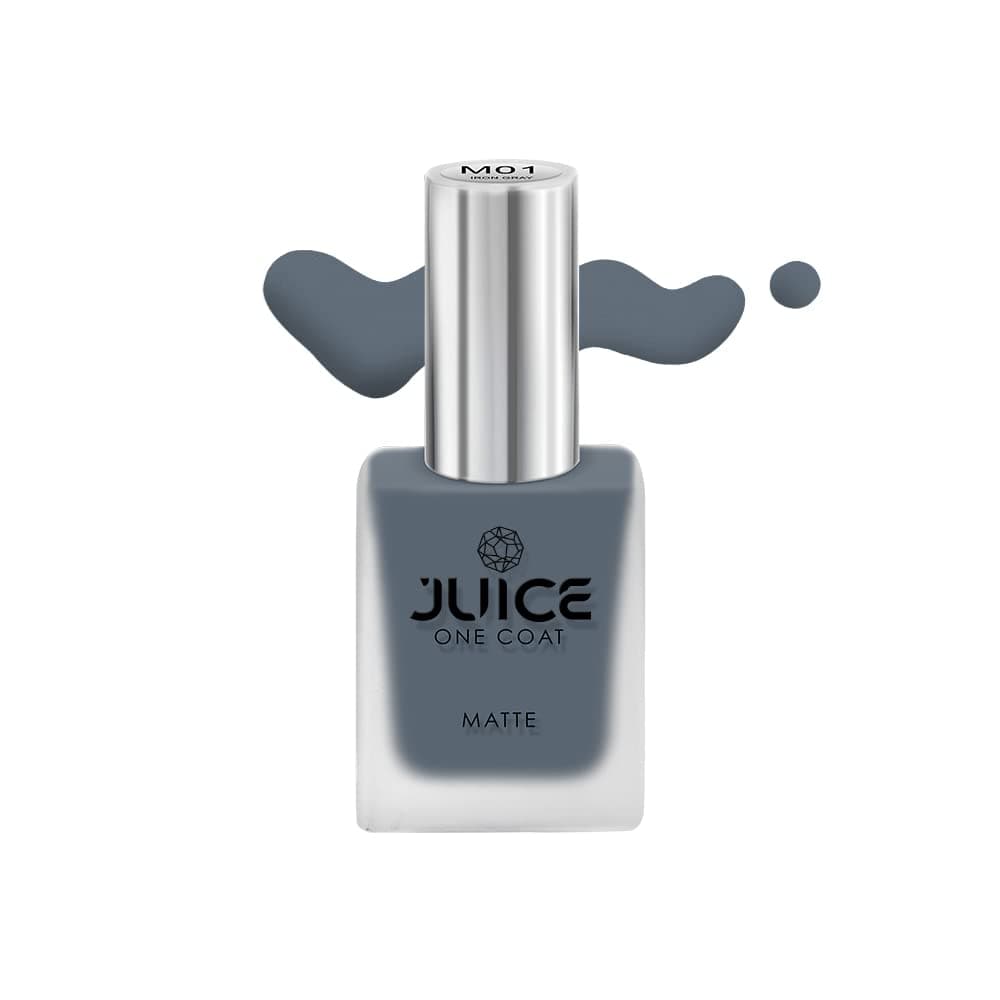 JUICE Quick-dry, Nail Paint, Long Lasting, Chip Resistant, High Gloss, F&D APPROVED COLORS & PIGMENTS, One Coat IRON GRAY - M01