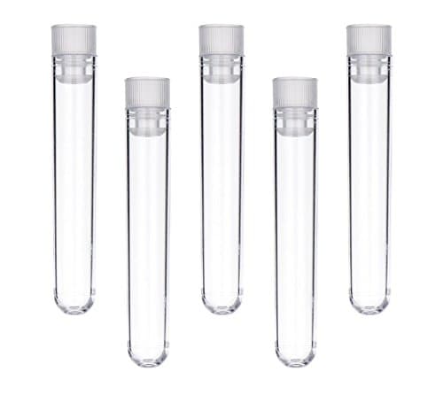 Plastic Test Tubes,Pack of 20 Plastic Sample Test Tubes Gift Tubes with Caps, 12*75mm, Transparent