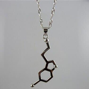 Silver Biochemistry Molecules Happy Hormone Serotonin Happiness Signal 5-ht Pendant Necklace