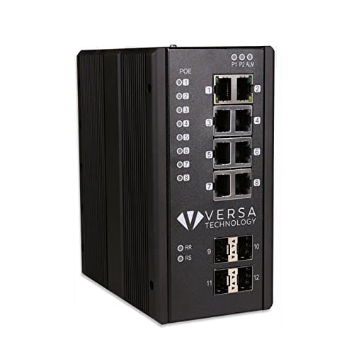 VX-IGP-1204F 12-Port Managed Industrial Switch with 8 IEEE 802.3at PoE Ports