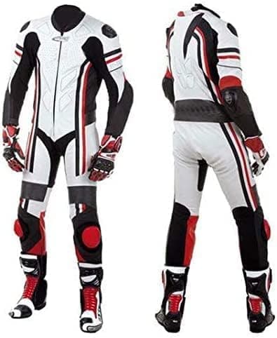 Motorcycle New White One piece Track Pro Racing Suit CE Approved Protection (SM)