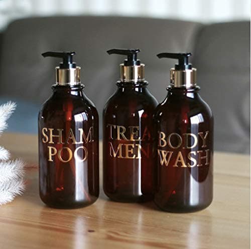 Gold Shower Empty Containers Dispenser Pumps Plastic Bottles for shampoo,Conditioner,Body wash, for Bathroom 3 Packs 17.5 Oz