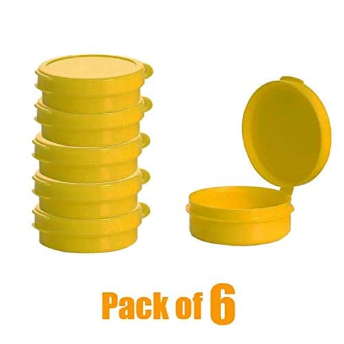 Smash Snuff Stash Box Hinge Top Plastic Pill Pod - Yellow Small: 6 Pack