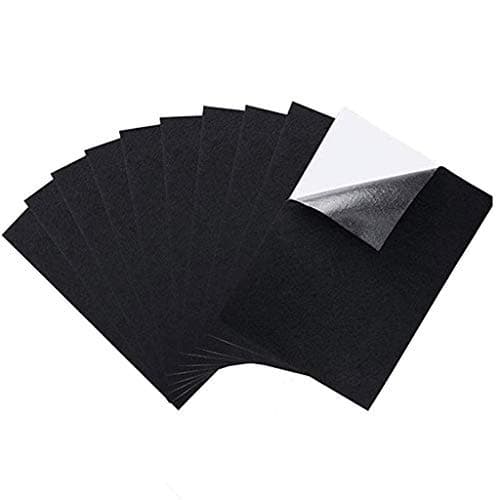 Black Adhesive Felt Fabric Sticky Back Sheets Multipurpose Velvet Sheet with Sticky Glue Back for Art & Crafts, Jewelry Box Liner, Furniture Protector Pads Water Resistant (10PC)