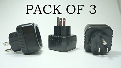 WTP Travel Plug Adapter Type B for USA, Canada, Mexico - Schuko to U.S Style, PACK OF 3