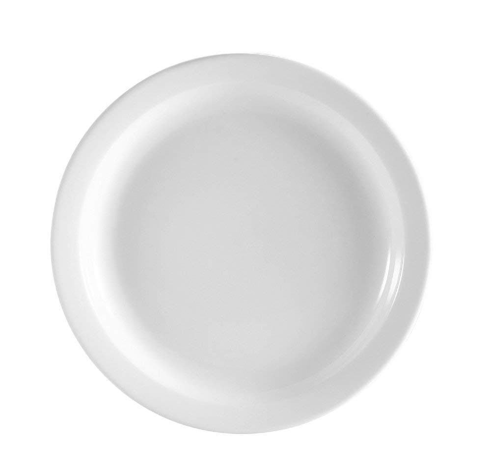 Restaurant Value, Stoneware Narrow Rim Plate 10 1/2", Bright White, Case of 12
