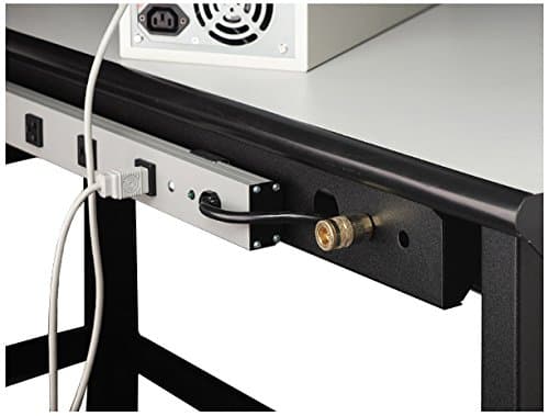 MaylineTechworks 72 Inch Contemporary Textured Black Paint Computer Desk with 16 Outlet Power Strip