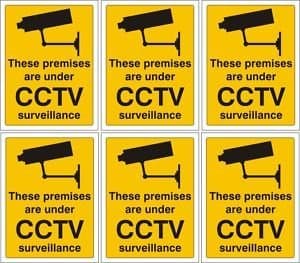 6 x CCTV Signs Self Adhesive 100mm x 75mm Suitable for Outdoor Use