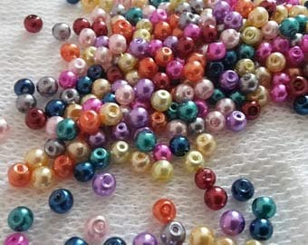 400 Mixed Colour GLASS IMITATION PEARL 4MM BEADS