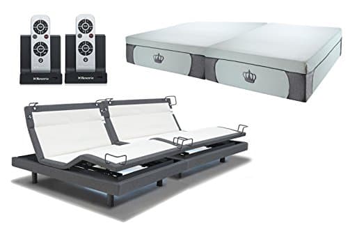 DynastyMattress 14.5-Inch Grey CoolBreeze Gel Memory Foam Bed with Reverie 8Q Adjustable Base Set Sleep System (Split King-Grey)