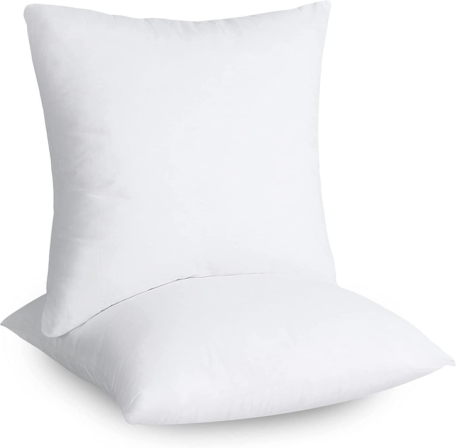 DEEP SLEEP EVERY NIGHT Luxury Cushion Filler, Decorative Pillow Inserts (Pack of 2, White) - Square Indoor Bed and Couch Pillows - Hollowfibre Cushion Fillers (single, 35 x 35 cm)