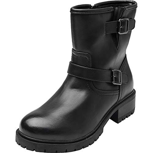 Luoika Women's Wide Width Ankle Boots - Mid Chunky Block Heels Round Toe Slip on Side Zipper Booties.