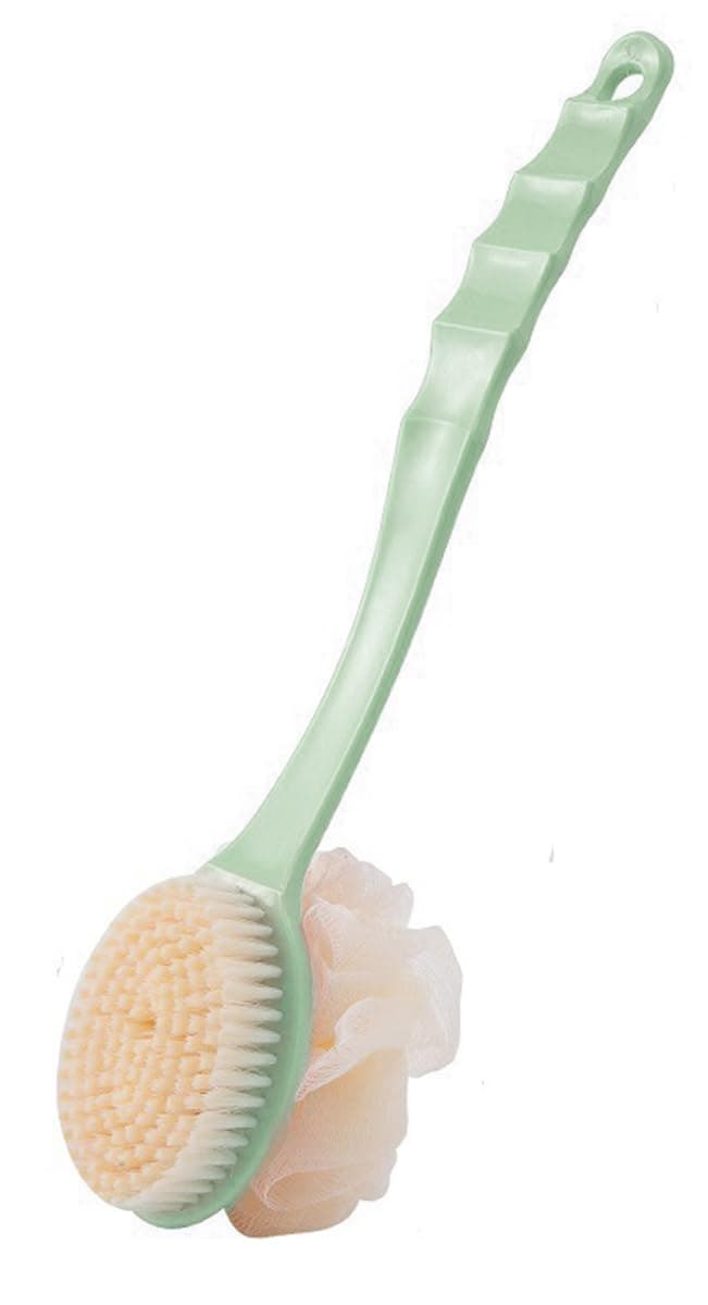 Double-Sided Bathing Brush, Long Handle Soft Hair Shower Body Brush With Bath Ball Back Scrubber Skin Exfoliator Tools for Men Women Body Brushing