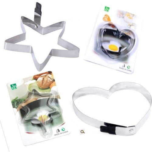 Hearts and Stars Over Easy Cookie Cutter, Pancake, and Egg Cooking Mold