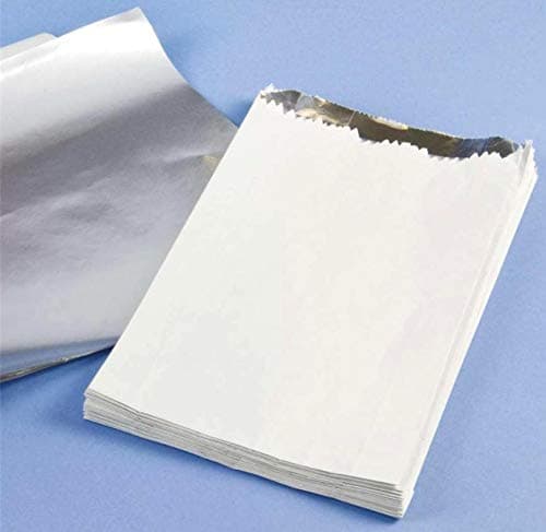 100 x Hot Food White foil lined bag 7" x 9" x 12" (Hot Chicken, Nan Bread)