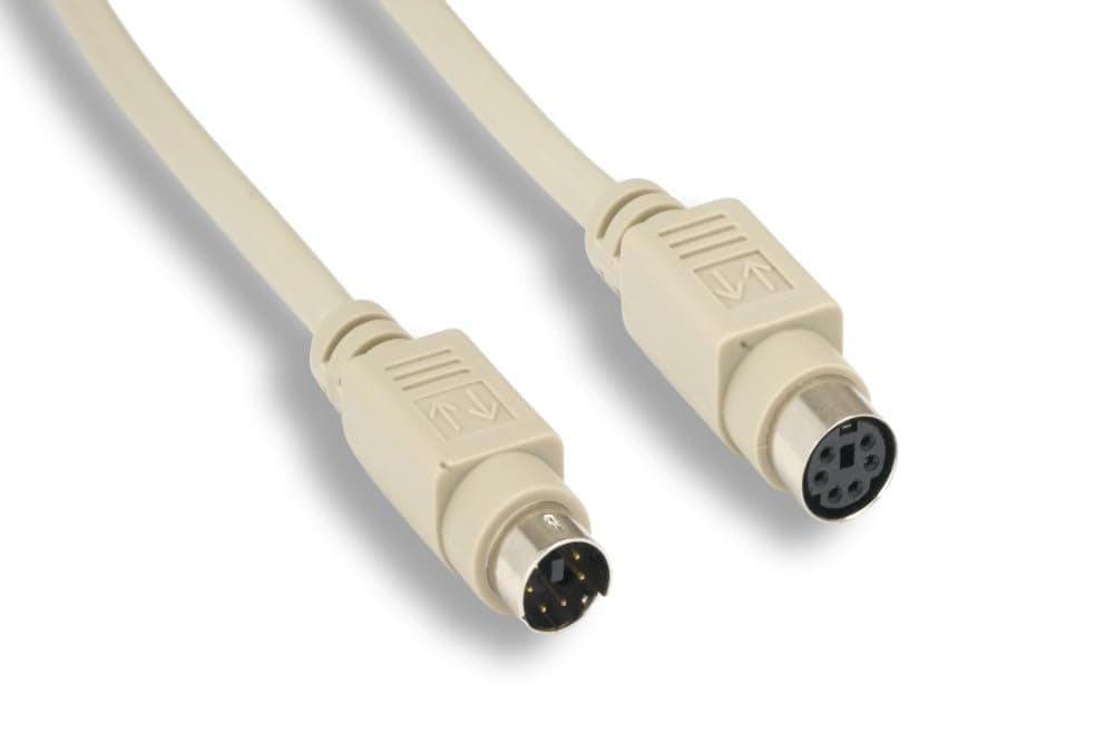 KENTEK 3 Feet FT Mini DIN6 MDIN6 PS/2 Keyboard Mouse Extension Cable Cord 28 AWG Molded 6 Pin Male to Female M/F for PC Mac Linux