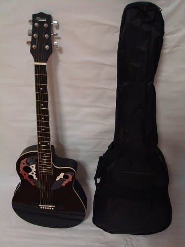 Ktone 6 String Acoustic Electric Guitar, Round Back, Black