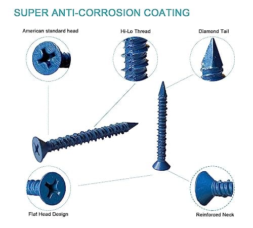 3/16 x 1-3/4" Flat Head Concrete Screw Anchor, for Anchoring to Masonry, Block or Brick (100Pcs)