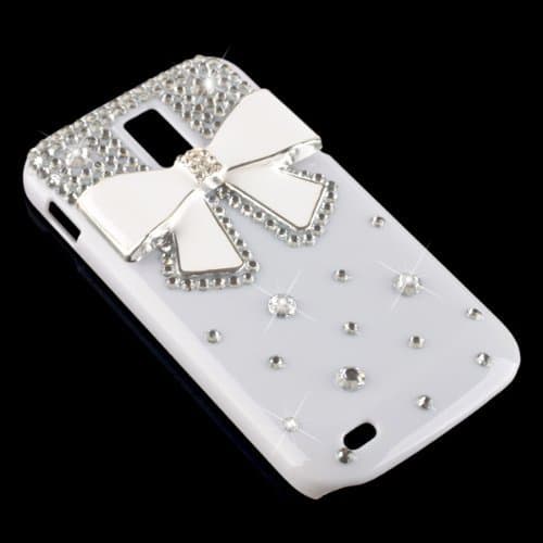 New Hot Cute 3D White Bow Bowknot Bling Diamond White Hard Back Case Cover for Samsung Galaxy S2 T989 Hercules T-Mobile