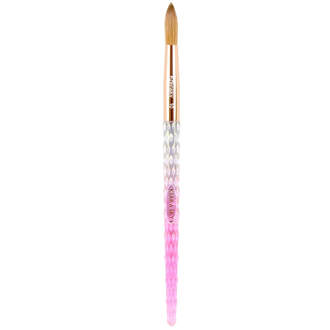 Kiara Sky 100% Pure Kolinsky Acrylic Brush, Crystal Cut Handle, Acetone Resistant #10 Pink