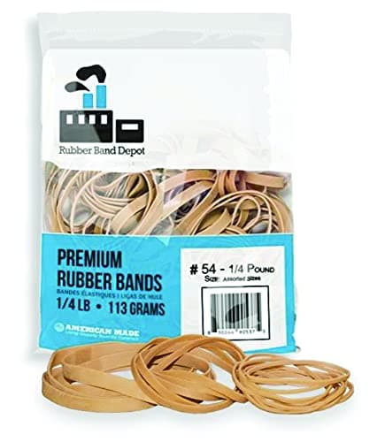975 Supply Assorted Size Rubber Bands, Rubber Band Depot, Assorted Sizes, Includes #64 (3-1/2 x 1/4 inches), 33 (3-1/2 x 1/8 inches), and #19 (3-1/2 x 1/16 inches) - 1/4 Pound Bag