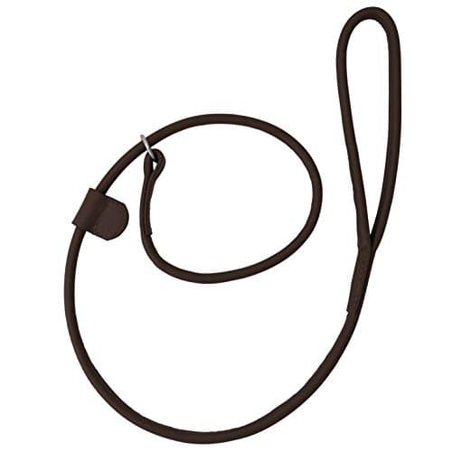 Hand-Crafted Brown Soft Leather Dog Slip Over Loop Hoop Leash Lead Training Long Rolled Strong