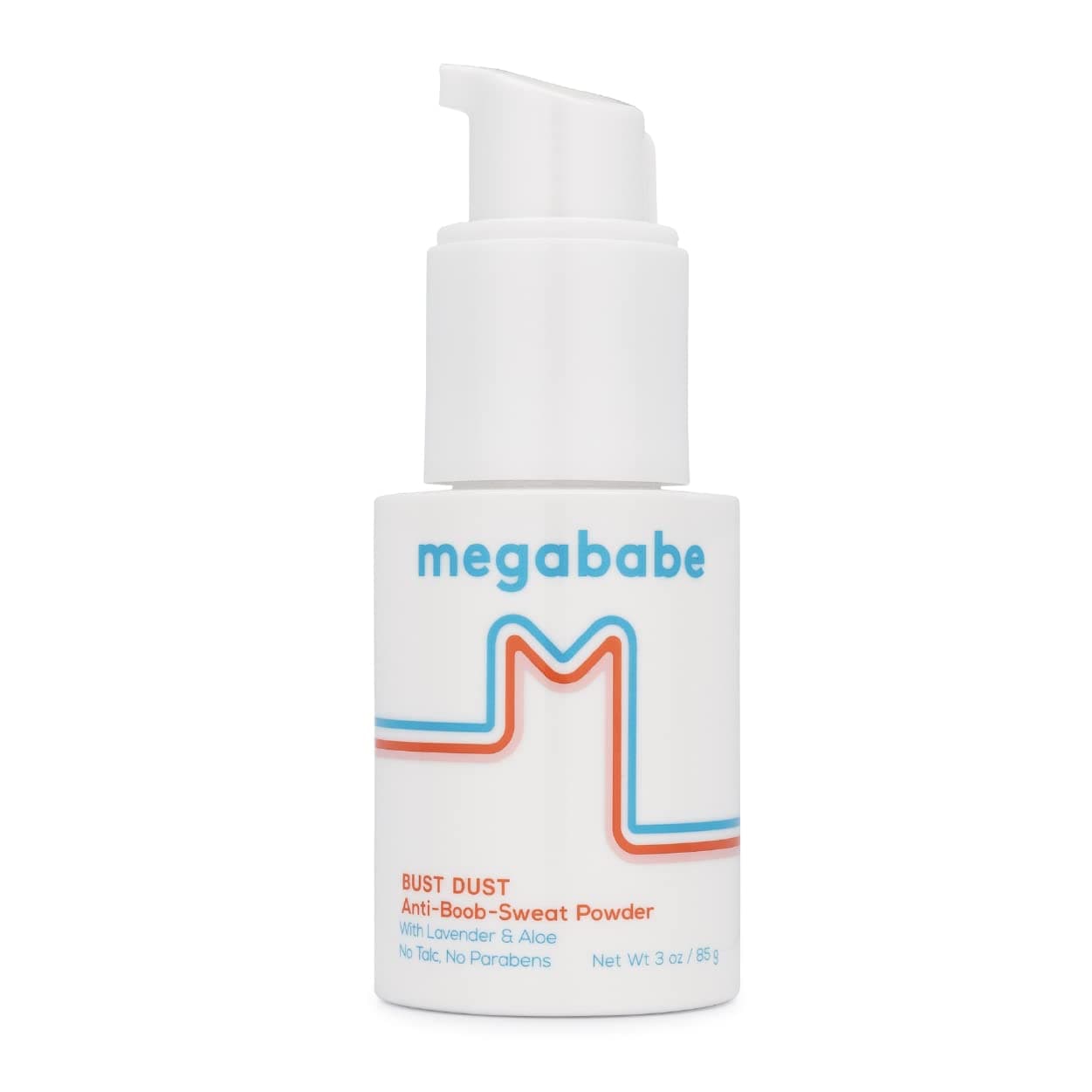 Megababe Sweat Absorbing Body Powder - Bust Dust, with Applicator Pump, Spring Break Must-Have, Talc-Free, All Natural, 3 oz