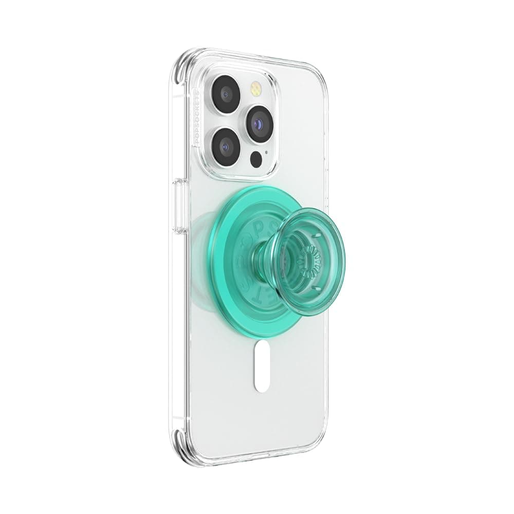 PopSockets Phone Grip for MagSafe with Kickstand, Magnetic Stand, Swappable Top, Secure Hold for iPhone MagSafe Cases, Phone & Tablet Grip - Translucent Mint