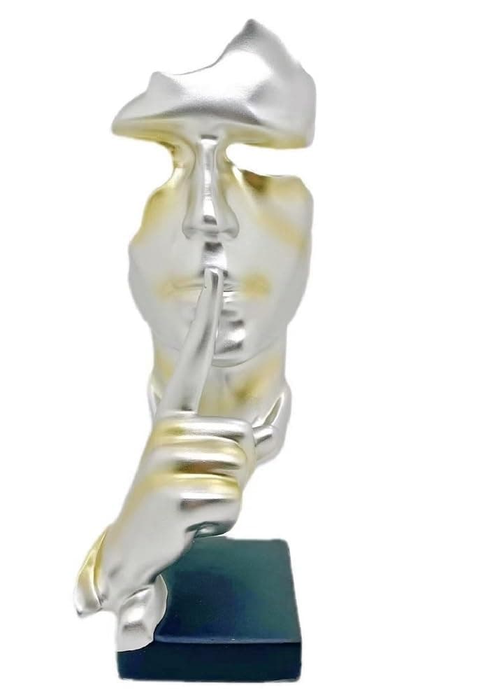 SMRTHMRT Creative and Abstract Men Figure Statues Sculptures,Keep Silence Figurine,The Thinker Statue and Sculpture for Home Living Room Table Decoration,Office Desk Decor 11.8" inches Tall