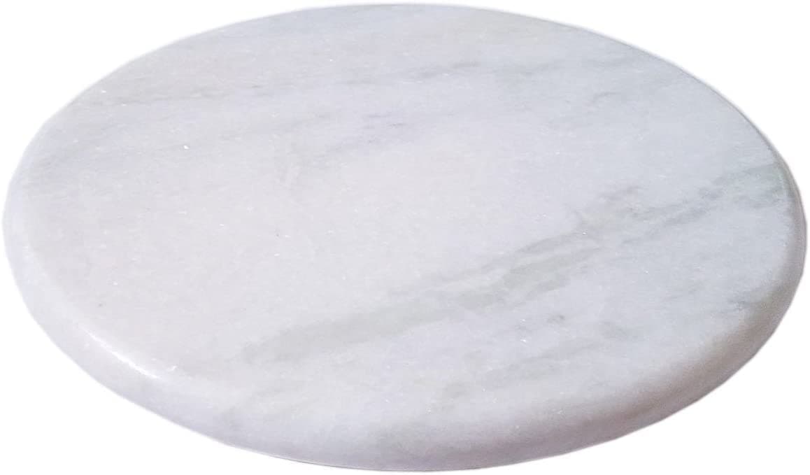Natural White Marble Chakla Roti Maker Rolling Board with Anti-Skid Bottom Base